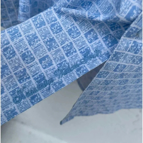 Robert Graham Mens Classic Fit Formal Printed Long Sleeve Shirt Blue  Sz Medium - Picture 11 of 13